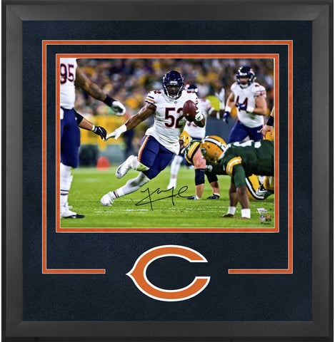 Khalil Mack Chicago Bears Dlx Frmd Signed 16" x 20" Touchdown vs. Packers Photo