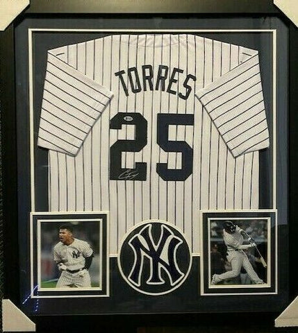 Gleybar Torres Signed New York Yankees 36" x 39" Framed Jersey (Beckett COA)