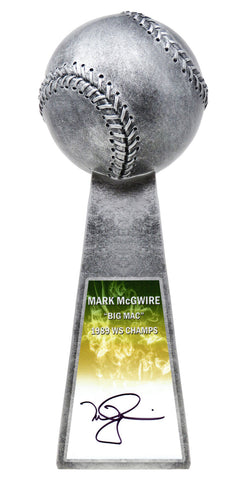 Mark McGwire Signed Baseball World Champion 14 Inch Replica Silver Trophy