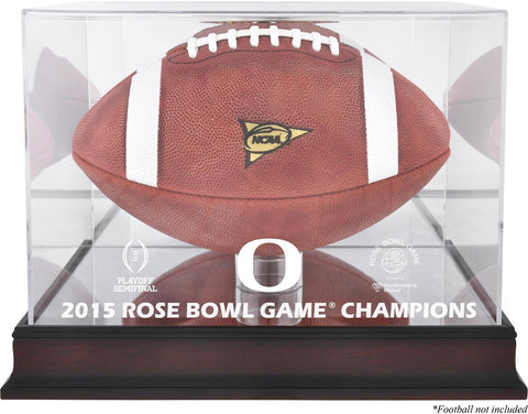 Oregon Ducks 2015 Rose Bowl Champs Team Logo Mahogany Football Display Case