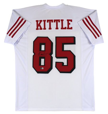 George Kittle Authentic Signed White Pro Style Jersey w/ Dropshadow BAS Witness