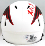 Richard Seymour Autographed NE Patriots Lunar Mini Helmet- Beckett W *Red