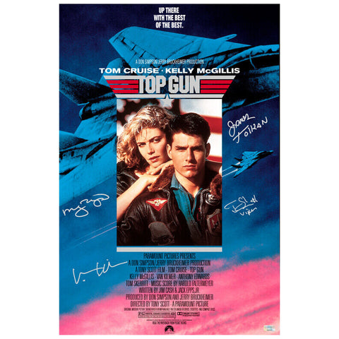 Val Kilmer, Tom Skerritt, James Tolkan Top Gun Cast Autographed 16x24 Poster