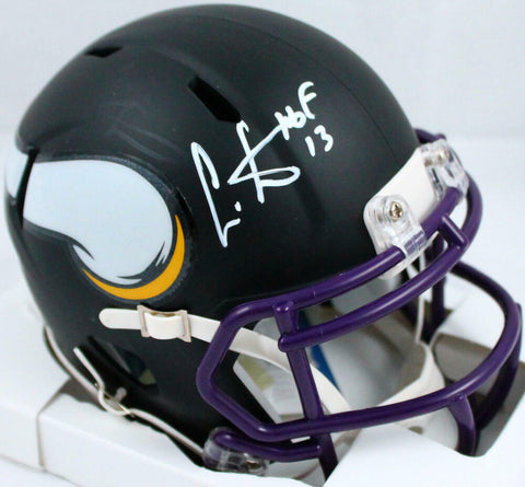 Cris Carter Signed Minnesota Vikings Flat Black Mini Helmet W/ HOF- BA W *White