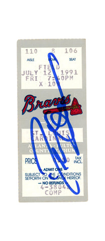 Deion Sanders Signed Atlanta Braves 7/12/1991 vs Cardinals Ticket BAS 37248