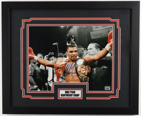 Mike Tyson Signed 18x22 Custom Framed / Matted Photo (Tyson Hologram) Iron Mike