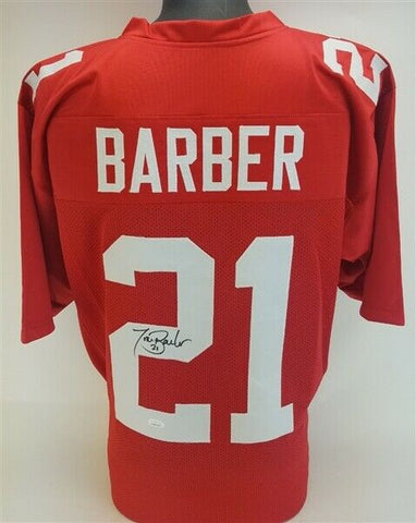Tiki Barber Signed New York Giants Red Jersey (JSA COA) 3xPro Bowl RB 2004-2006