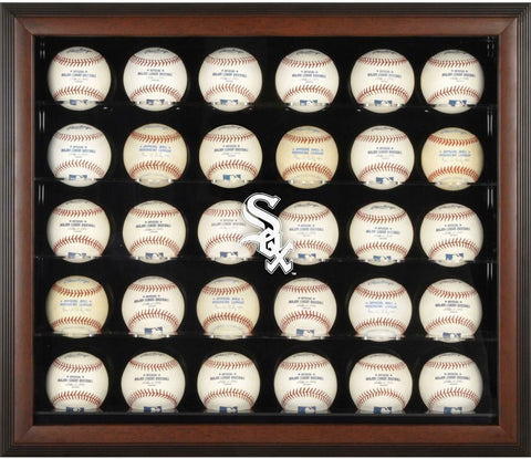 Chicago White Sox Logo Brown Framed 30-Ball Display Case-Fanatics