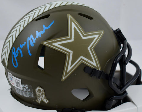 Roger Staubach Signed Cowboys Salute to Service Speed Mini Helmet-Beckett W Holo