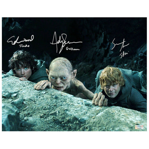 Elijah Wood Sean Astin Andy Serkis Autographed Lord of the Rings 11x14 Photo