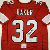 Autographed/Signed BUDDA BAKER Arizona Red Football Jersey Beckett BAS COA Auto