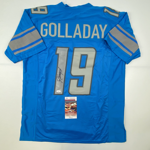 Autographed/Signed KENNY GOLLADAY Detroit Blue Football Jersey JSA COA Auto