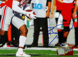 Denzel Ward Autographed OSU Buckeyes 8x10 Running W/ Ball PF Photo- Beckett Auth
