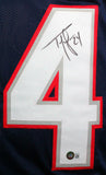 Ty Law Autographed Blue Pro Style STAT Jersey- Beckett W Hologram *Black