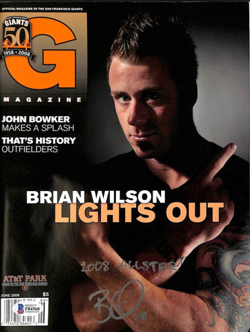 GIants Brian Wilson "2008 Allstar" Signed June 2008 Giants Magazine BAS #F84560