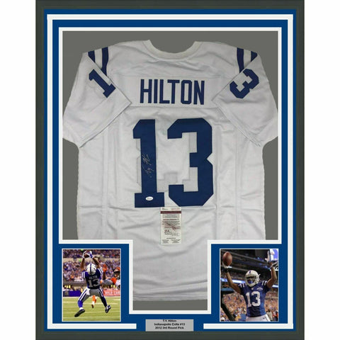 FRAMED Autographed/Signed TY T.Y. HILTON 33x42 Indianapolis White Jersey JSA COA