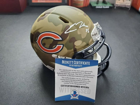 Chicago Bears Cole Kmet signed autographed camo mini helmet Beckett coa