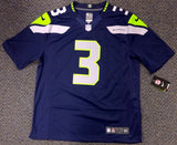 SEAHAWKS RUSSELL WILSON AUTOGRAPHED BLUE NIKE TWILL JERSEY SIZE L RW HOLO 71430