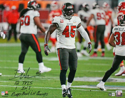 Devin White Autographed Buccaneers 16x20 Smile w/3 Insc.-Beckett W Hologram