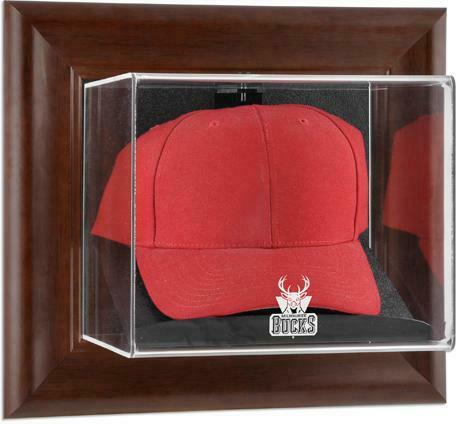 Milwaukee Bucks (2006-2014) Team Logo Brown Framed Wall-Mounted Cap Case