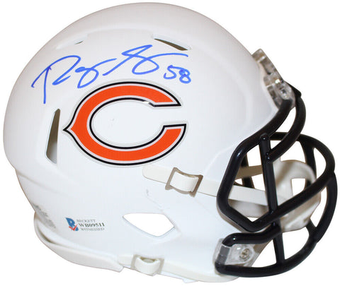 Roquan Smith Autographed Chicago Bears Flat White Mini Helmet Beckett 36160