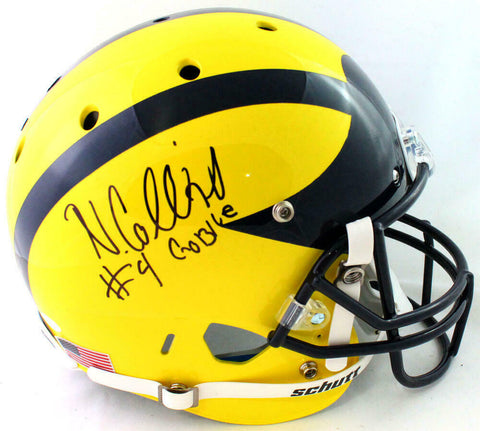 Nico Collins Signed Michigan Wolverines F/S Reverse Schutt Helmet w/ Insc- JSA W