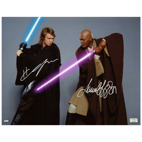 Hayden Christensen Samuel L. Jackson Autographed Star Wars Jedi 11x14 Photo