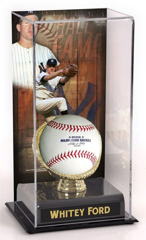 Whitey Ford Yankees Hall of Fame Display Case & Image Authentic
