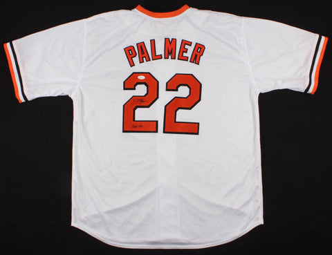 Jim Palmer Signed Baltimore Orioles White Jersey Inscribed "HOF 90" (JSA COA)