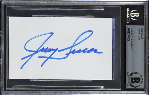 Knicks Jerry Lucas Authentic Signed 3x5 Index Card Autographed BAS Slabbed 3