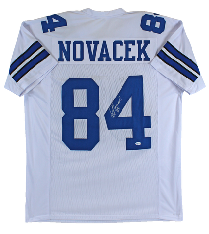 Jay Novacek Authentic Signed White Pro Style Jersey Autographed BAS Witnessed