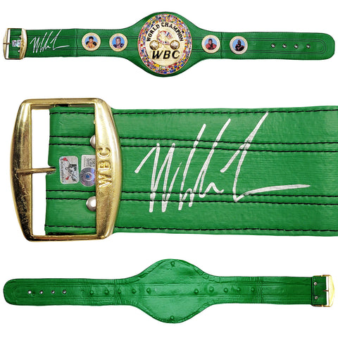 MIKE TYSON AUTOGRAPHED GREEN WBC WORLD CHAMPIONSHIP BELT BECKETT WITNESS 210831