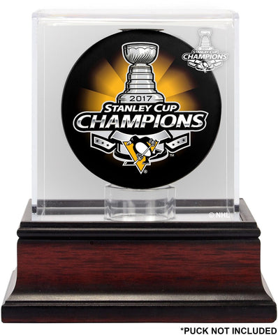 Penguins 2017 Stanley Cup Champs Hockey Puck Logo Display Case