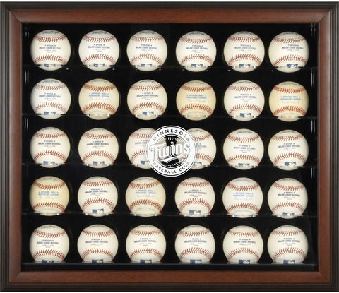 Minnesota Twins Logo Brown Framed 30-Ball Display Case - Fanatics