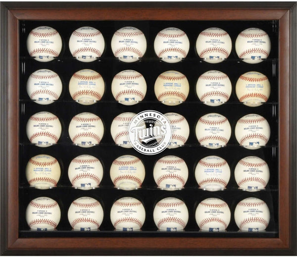 Minnesota Twins Logo Brown Framed 30-Ball Display Case-Fanatics