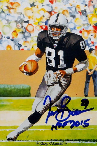 Tim Brown Autographed Oakland Raiders Goal Line Art Card With HOF- JSA W Auth