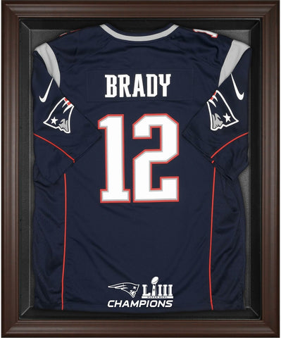 New England Patriots Super Bowl LIII Champions Brown Framed Jersey Logo Case