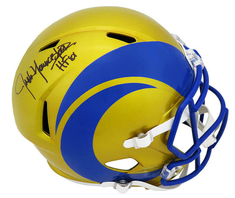 Jack Youngblood Signed RAMS FLASH Riddell Full Size Rep Helmet w/HF'01 - SS COA