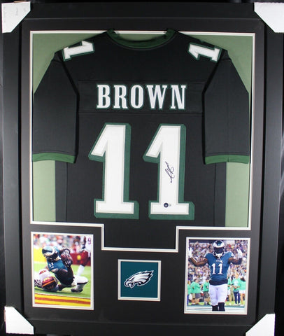A.J. BROWN (Eagles black TOWER) Signed Autographed Framed Jersey Beckett