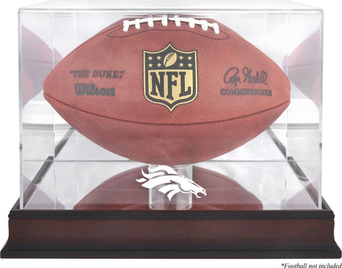 Broncos Mahogany Football Logo Display Case & Mirror Back-Fanatics