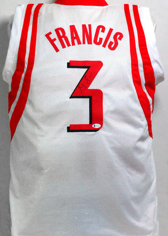 Steve Francis Autographed White w/ Red Pro Style Jersey- Beckett Witness *Black