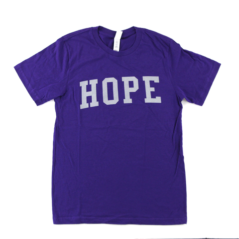 Official Favre 4 Hope Adult Purple T-Shirt With Grey "HOPE"