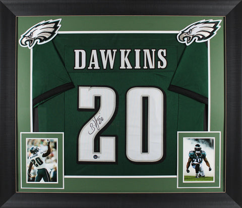 Brian Dawkins Authentic Signed Green Pro Style Framed Jersey BAS Witnessed