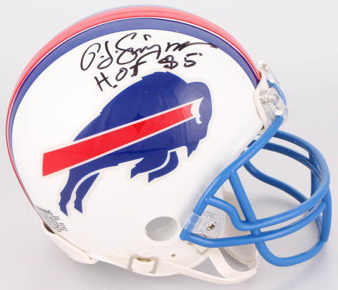 O. J. Simpson Signed Buffalo Bills Mini-Helmet Inscribed "H.O.F. 85" (JSA COA)