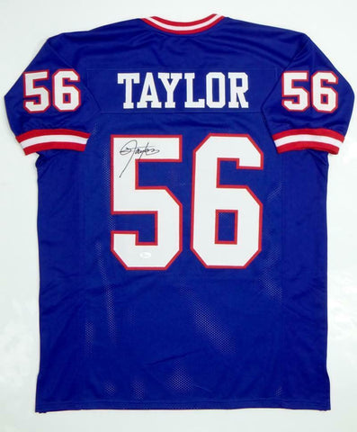 Lawrence Taylor Autographed Blue Pro Style Jersey- JSA Witnessed Auth *Blk-Top