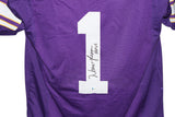 Warren Moon Autographed/Signed Pro Style Purple XL Jersey HOF BAS 31160