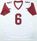 Baker Mayfield Autographed White College Style Jersey - Beckett W Auth *6