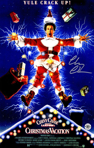 CHEVY CHASE Signed National Lampoon's Christmas Vacation 11x17 Movie Poster - SS