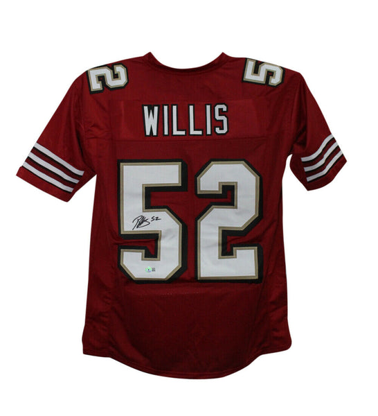 Patrick Willis Autographed/Signed Pro Style Red XL Jersey Beckett BAS 34661