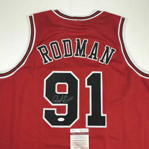 Autographed/Signed DENNIS RODMAN Chicago Red Basketball Jersey JSA COA Auto